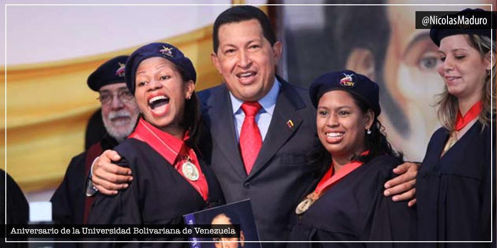 ¡Feliz cumpleaños a la niña bonita del Comandante Chávez, la UBV! Mis felicitaciones a esta gran familia que cumple 17 años formando a hombres y mujeres integrales, con conciencia patriótica y bolivariana. Continúen por ese camino, al servicio siempre del desarrollo de la Patria.