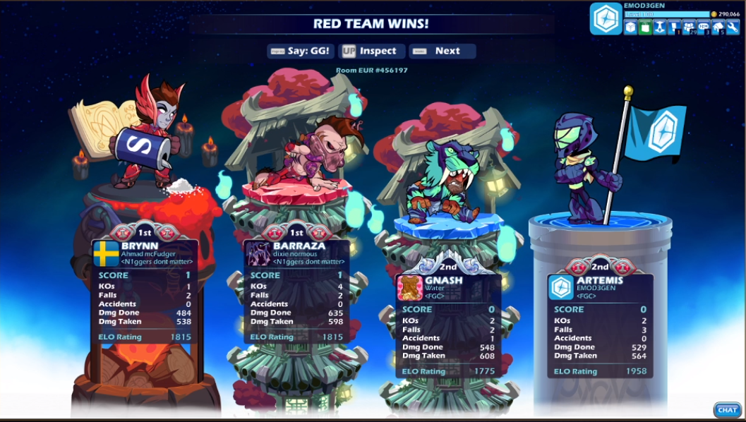 RexehhBH's tweet photo. @Brawlhalla PLEASE DO SOMETHING ABOUT PEOPLE USING RACIST CLANTAGS LIKE THIS... 

It's honestly sad to see people getting away with this. https://t.co/Fh9QIu611M