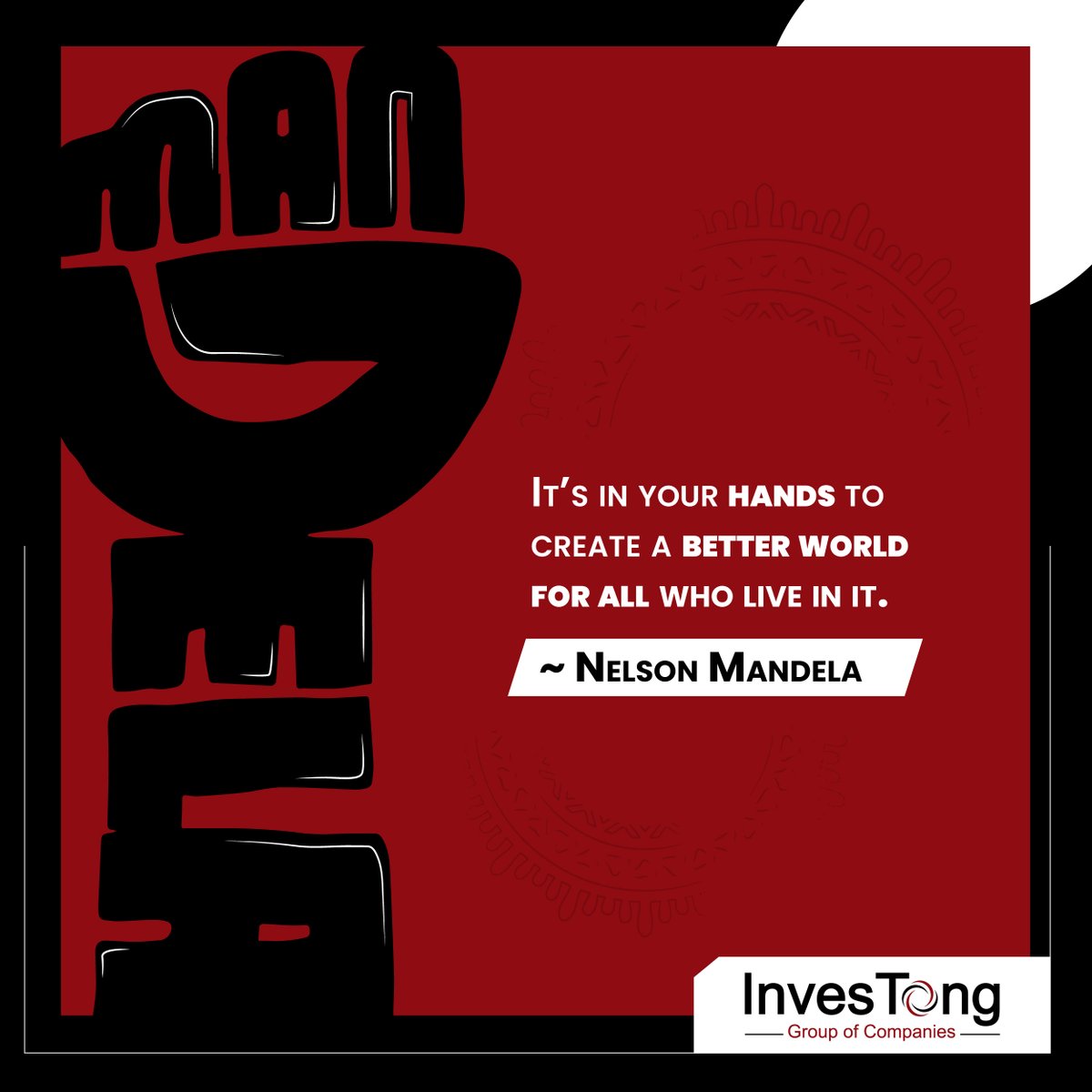 InvestongGroup's tweet photo. As we celebrate International Mandela Day a little differently this year due to COVID-19, let’s remember Madiba for his fight for democracy. It is because of him that companies like our own are operating.... https://t.co/CjQARwzhKt