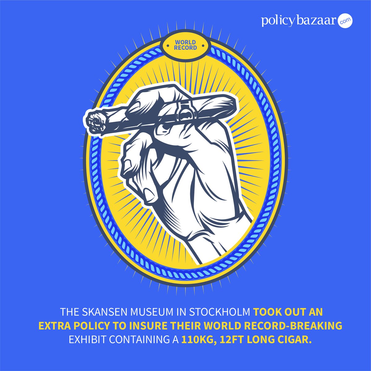 policybazaar's tweet image. Smoking is injurious to health but with a cigar that big, you need double the insurance!

#SaturdayTrivia #InsuranceTrivia #DidYouKnow