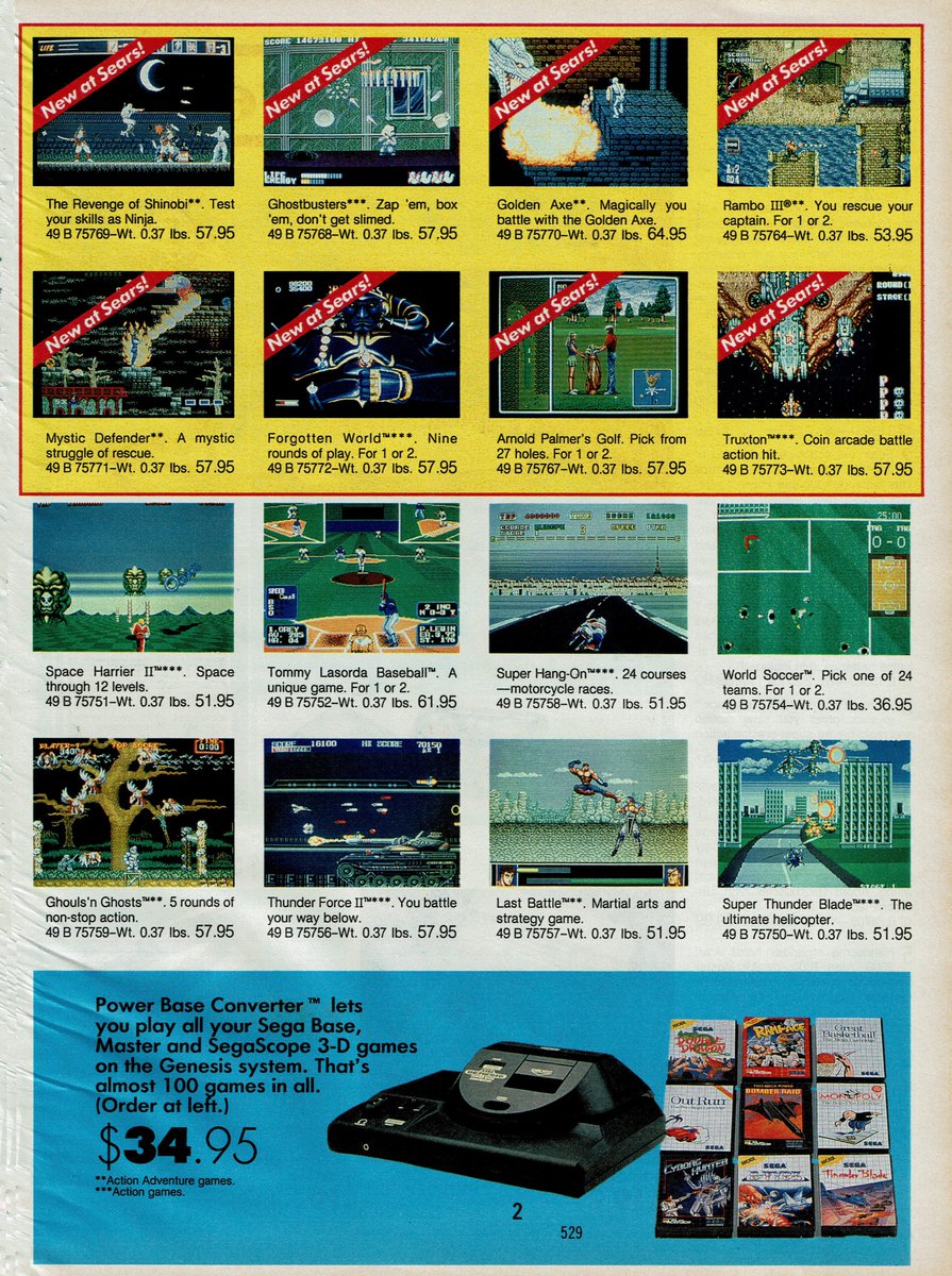 Sega Genesis ~ these listings were back before the Sonic era, when the biggest draw to the system was the Sega arcade ports. Also hard to imagine today paying nearly $60, $70 for these games, but at the time, there was really nothing like it on a home console.