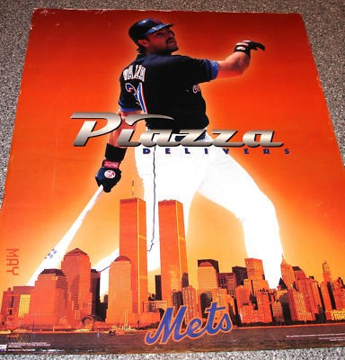 Above the TV, a poster of Piazza—World Trade Center in the background. Next to it, Allan Houston of the Knicks by those same towers. And on the screen before him that morning, he’d watch in horror as a portion of that skyline of the city he loved so dearly—crumbled to the ground.