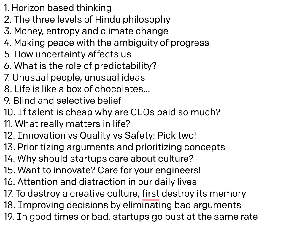 Asked it to suggest blog post ideas.The top 4 are real (mine). Rest it generated.I have actually written "What matters in life", so it is pretty bang on:  https://invertedpassion.com/what-matters-in-life-and-what-doesnt/