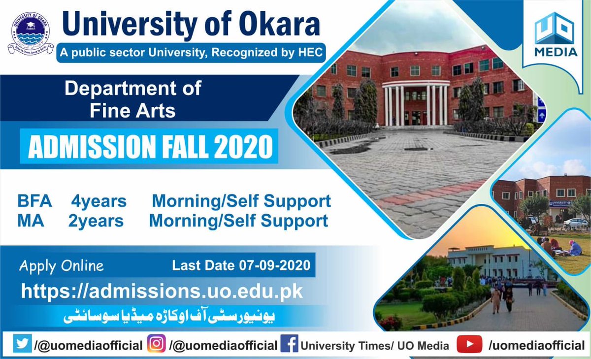 shannoorpk's tweet photo. Department of fine Arts
#UniofOkaraAdmissions https://t.co/iSHcWGPzvL