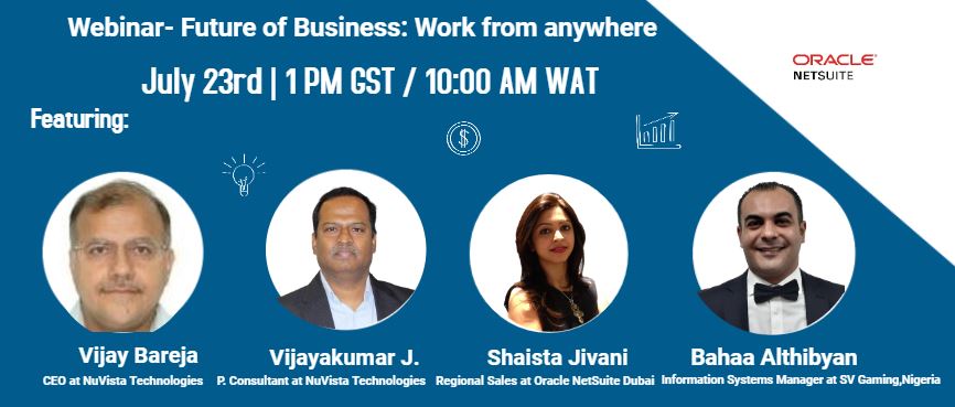 Webinar: “How to increase Employee Productivity and reduce Business Cost”

Event Details : July 23rd, 2020 1:00 PM in GST / 10:00 AM in WAT

Duration: 60 mins

For Registration: ow.ly/52vT50AsFc9

#Webinar #NetSuite #ERP #HRMS