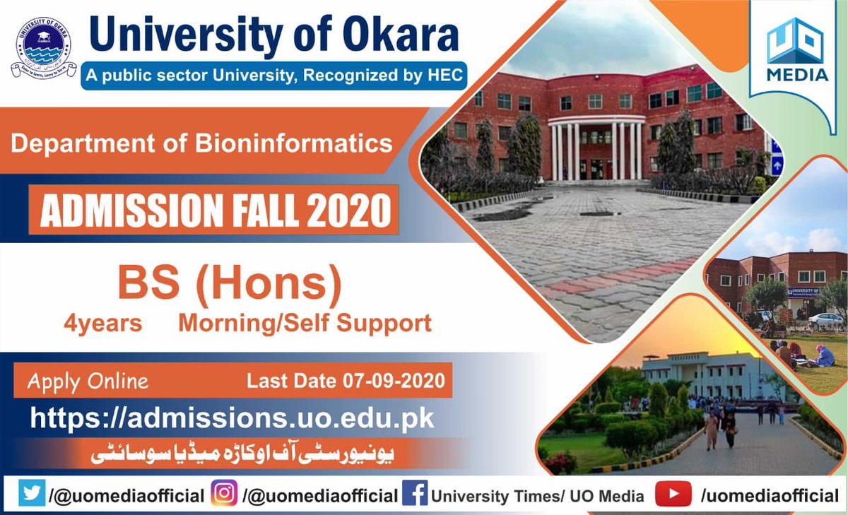 shannoorpk's tweet photo. Department of Bioinformatics 
#UniofOkaraAdmissions https://t.co/xBYUfLWoBA