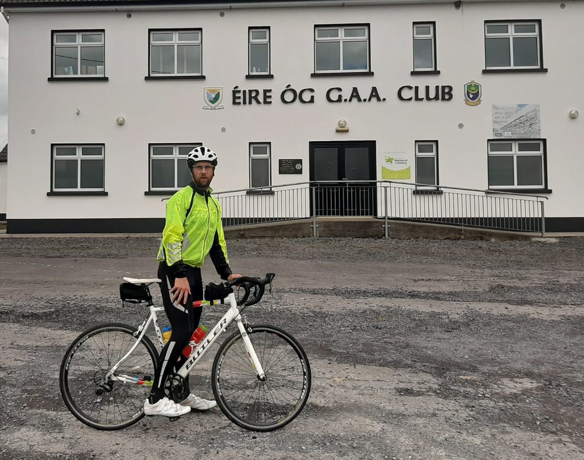 Well done to Fintan McCormack who has visited 17/ 32 clubs on his cycle to all  GAA Clubs in Roscommon today. He's left Éire Óg's James Timothy Park and is on Route to Nash Park home of Western Gaels. All in aid of Midland Simon donate here  gf.me/u/yc937y