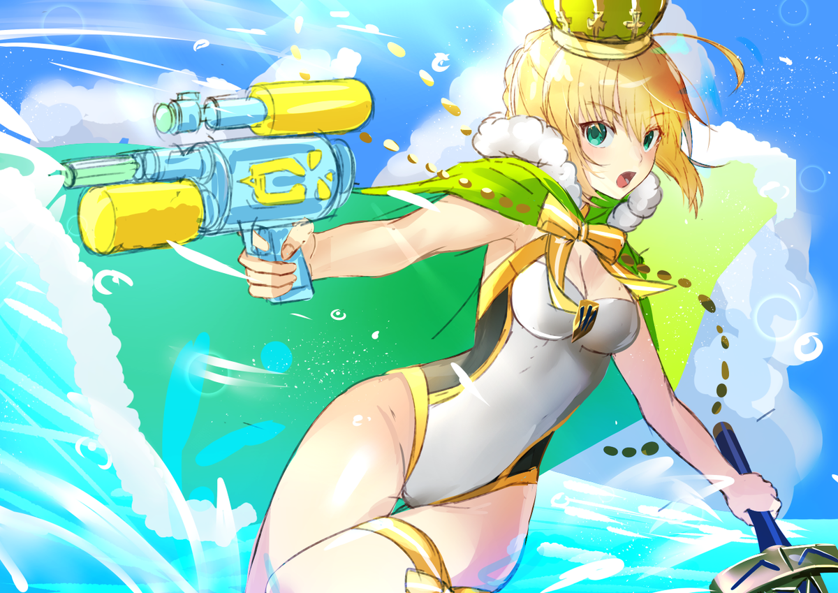 アルトリア・ペンドラゴン 「水着セイバーラフ 」|楽音（がくと)＠5月以降のお仕事募集中🌟のイラスト