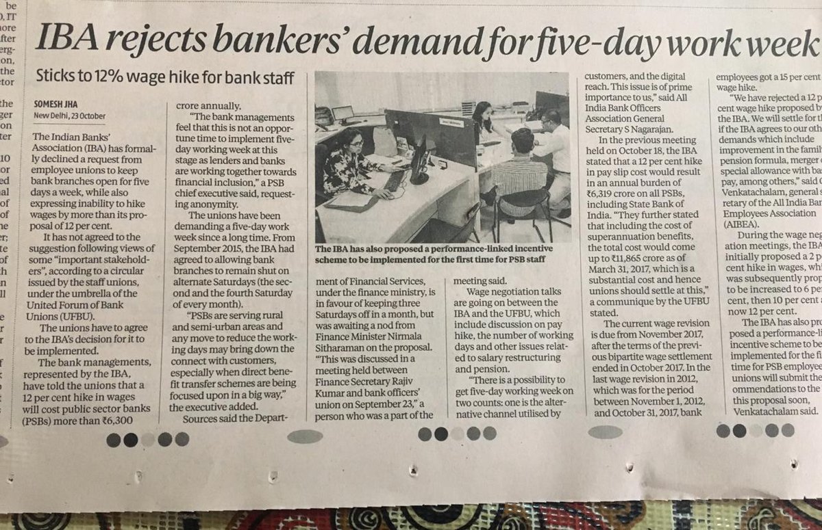 idesibanda's tweet photo. #5DaysBanking

All Stakeholders of Banks working in 5 Day week 👇

✔️Regulators of Banks @RBI
✔️Govt Policy of Banks @DFS_India
✔️Owners of Banks @FinMinIndia
✔️Vigilance of Bank @CVCIndia

In Covid19, it's right time to implement #5DaysBanking which was rejected earlier by IBA https://t.co/p5ptQ1ZVgK
