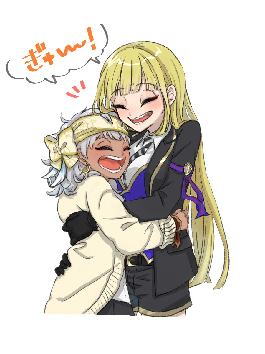 suru_ga2's tweet photo. 🏹ちゃんと🦦ちゃんでぎゅ～～！
光属性だからという理由だけで描いたはぐ
 #twst女体化 https://t.co/66B9iNKJav