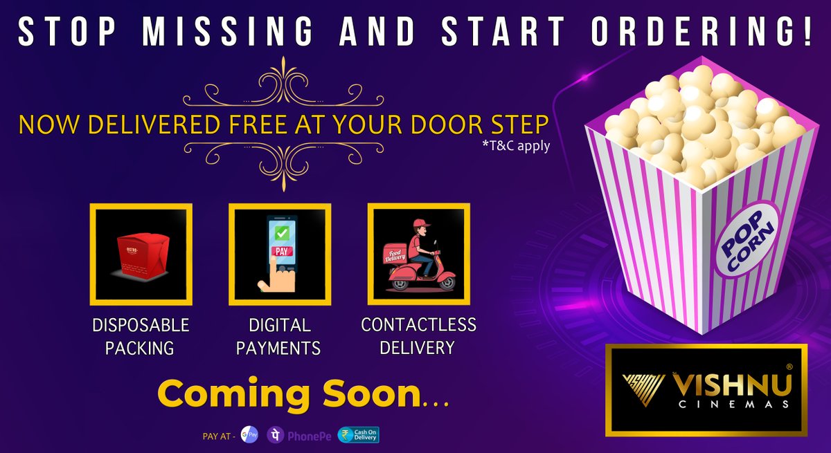 VishnuCinemas's tweet photo. Menu will be updated soon! STOP MISSING AND START ORDERING 👍 #Vishnu_cinemas #v_updates #Vishnu_Snacks #foodie #food
#fooddelivery #Fooddeliveryservice #fooddelivery #vellore #vellorefort #vellorepeople https://t.co/2aCxt8Mc6l