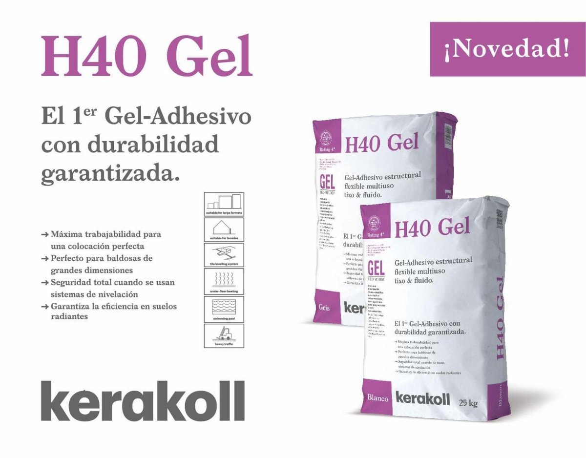 Presentamos H40 Gel, el primer GEL-ADHESIVO con durabilidad garantizada. Perfecto para grandes formatos, idóneo para sistemas de nivelación. Más resistente, más durable, más sostenible. Aún mejor. Seguimos. #kerakoll #fugabellacolor #h40gel