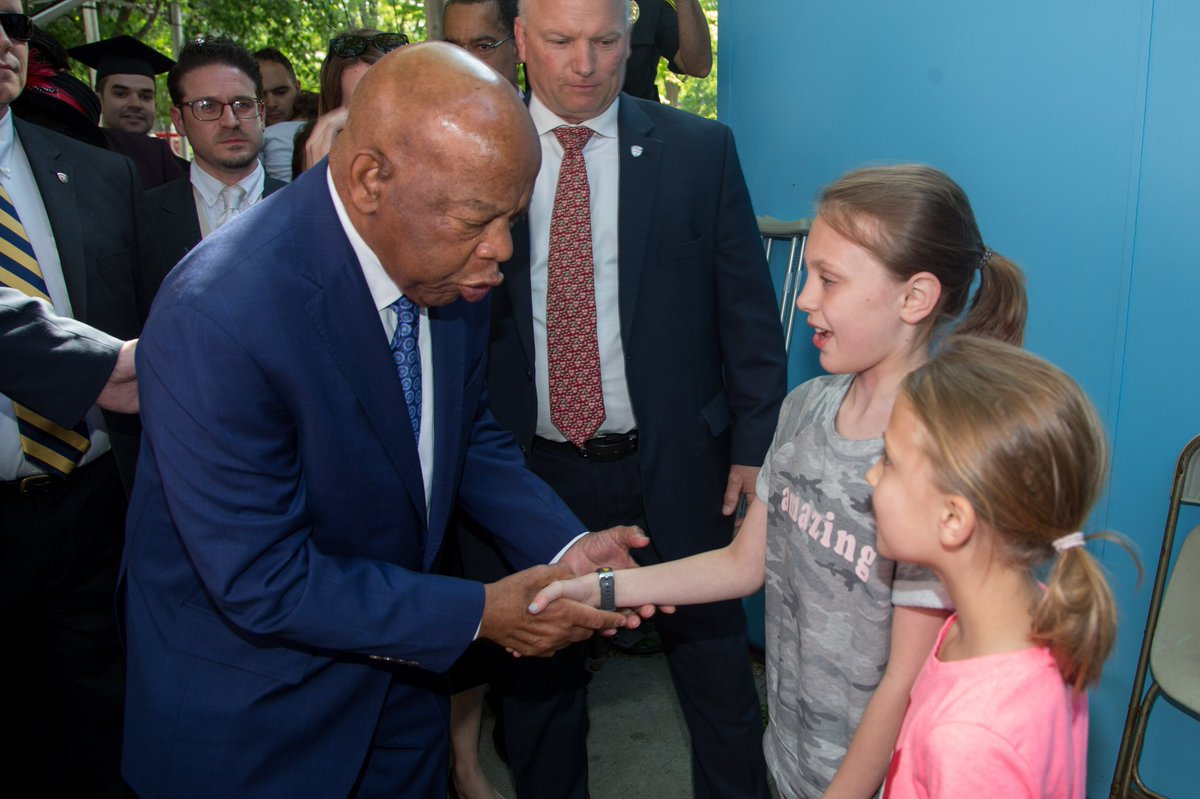 CDanWagner's tweet photo. I had the honor to introduce my kids to @repjohnlewis. His message to them: “You must lead. You’re never too young to lead...when you see something that is not right, not fair, not just, stand up! Say something. Speak up, and speak out!” John was an incredible man. RIP, sir. https://t.co/Kumt9abzvY