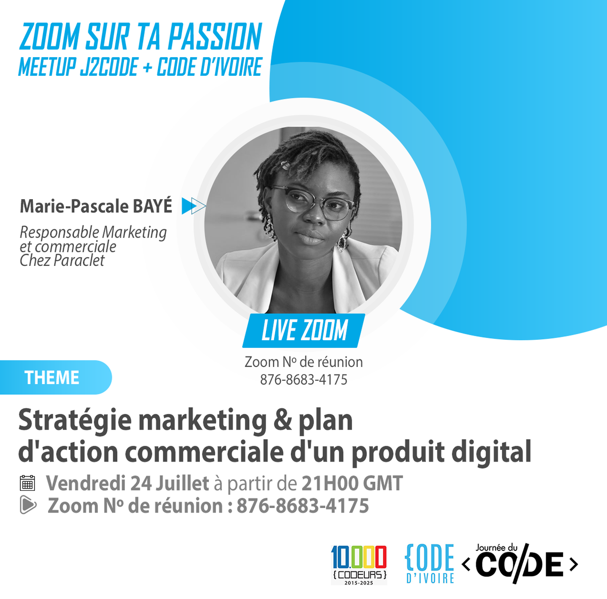 noelynguessan's tweet photo. Avec @PascaleBaye nous verrons le #WorkFlow de la creation à la commercialisation d'un produit digital #J2code #Manager #MarketingDigital @codedivoire @10000codeurs https://t.co/SA5CtpjiZj