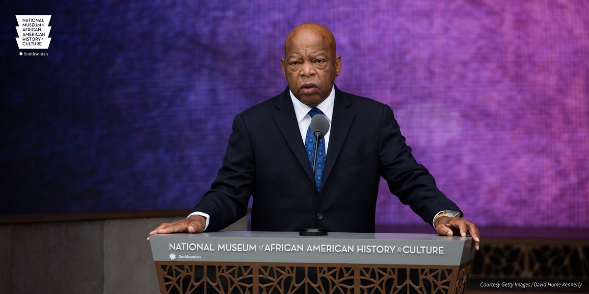 NMAAHC's tweet photo. It is with profound sadness that we mourn the passing of Rep. John R. Lewis -- preacher, teacher, heartbeat of the Civil Rights Movement and a man who urged all of us to do a better job of being human. https://t.co/SIQDX5UHn9