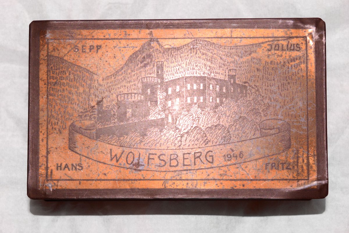 PWRR_Museum's tweet photo. Stalag XVIII-A was a World War II prisoner-of-war camp located in the town of Wolfsberg, then a part of Nazi Germany. Below are images of two tins that were made by prisoners-of-war for Private John Hayter, a driver with the Middlesex Regiment.
#ExploreTheStore #WW2 #kentmuseum https://t.co/FUc70yJAHs