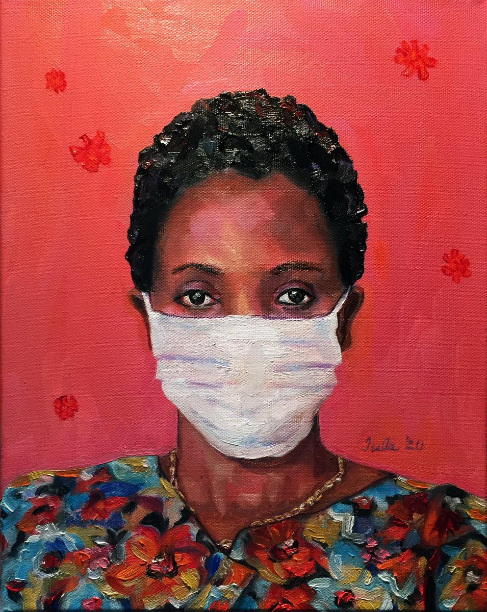 Twittartists's tweet photo. Artist Tula Holmes @tulaholmes from Seattle, US has been creating an impressive series of 'Mask up' portraits in this pandemic, and through her art, urging people to wear masks and observe social distancing. Tula, thank you. Your effort is no less heroic. https://t.co/BP2SuBezsS