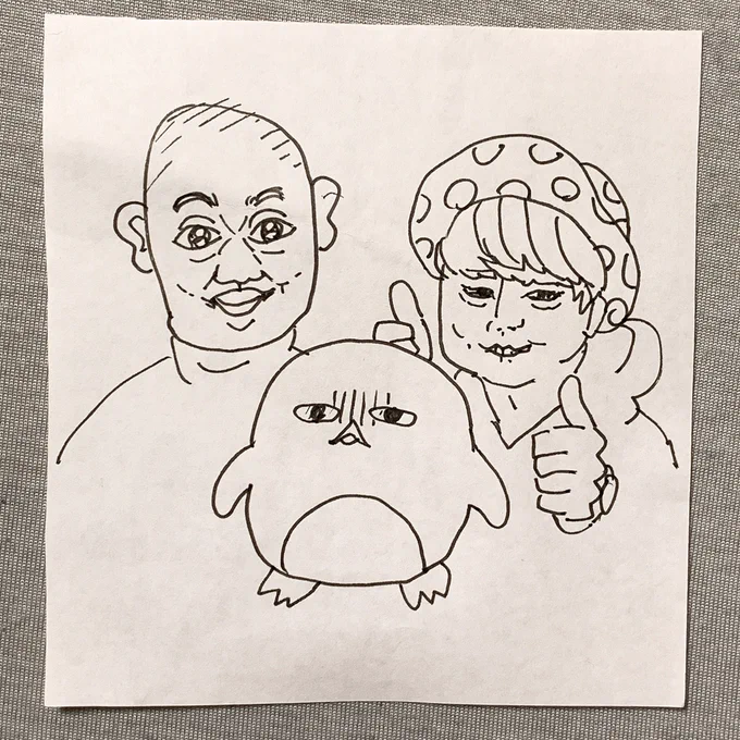 谷口菜津子さんが描いてくれたペンとコロチキ(なぜ?) 