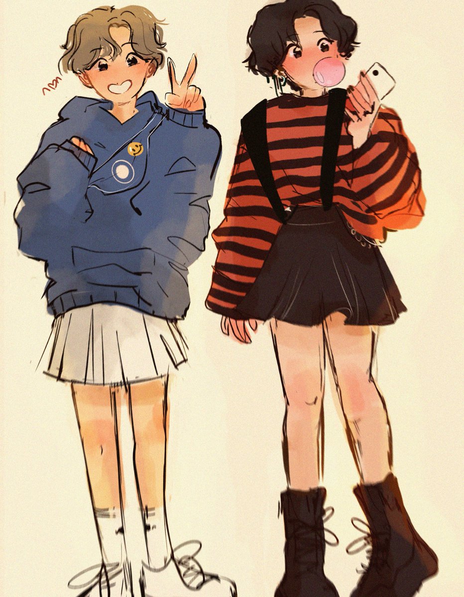 lils🌱🧈⁷ on X: koobi in a skirt!! 🐿🐰 #bts #hopekook   / X