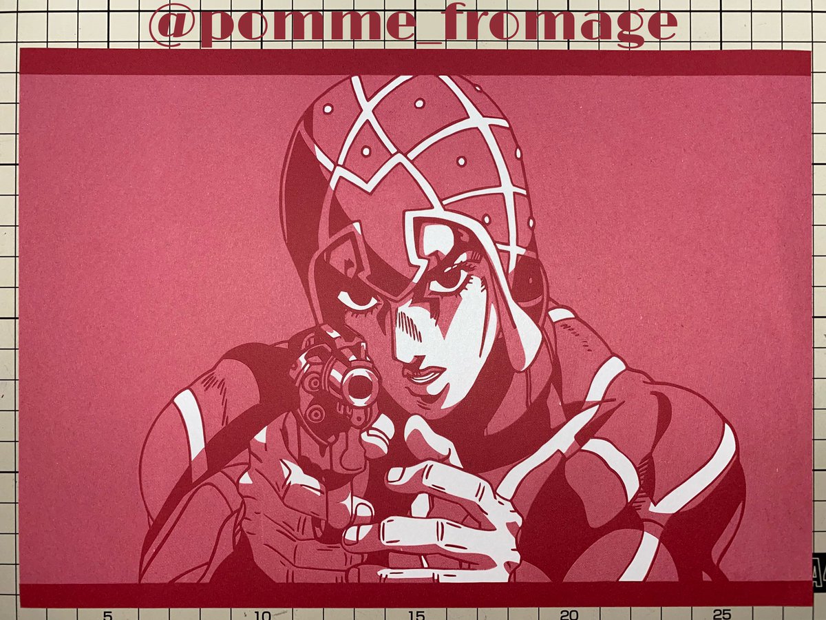 ぽむ ジョジョ5部第4弾はミスタ 最近声優さんのyoutube見ながら切り絵してるからスピード遅い 笑って手元が狂いそうになる 切り絵 ジョジョ Jojo Jojo Anime グイード ミスタ ミスタ