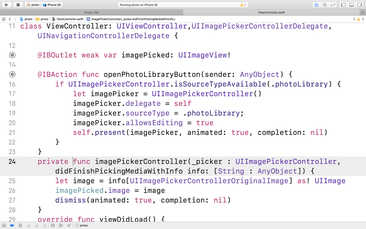 parima_faqiri's tweet photo. I worked on how to get an image from gallery and set to #imageView. By this app, I learned about #UIImagePickerController and #UINavigationControllerDelegate methods.
@CodeToInspire 
#AfghanGirlsCode
#WhomenWhoCode
#IOS https://t.co/gwMXZSTNa8
