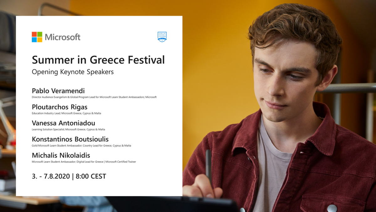 MSP_CEE's tweet photo. 🚦 We are ready, but are you?

👀 Take a look at the first speakers you will see at #SummerInGreece festival organized by Microsoft Learn Student Ambassadors Greece 

From students, for students!

#MSFTStudentPartner #MSFTStudentAmbassador #FromStudentsForStudents https://t.co/iRJqu0mCg2