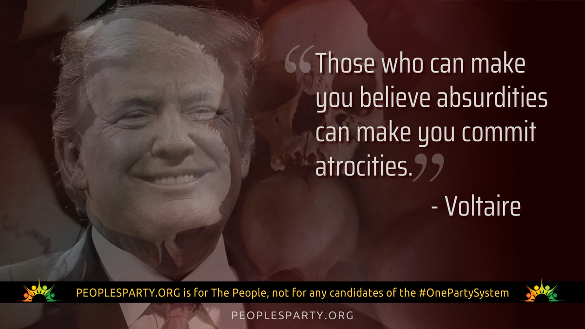 PeoplesParty_US's tweet image. Lies and absurdities repeated over, and over, and over, can easily be deemed as truths. #DoubleSpeak, the changing of the meaning of words are the tools of a fascist megalomaniac. #WeTheMany must overthrow the #OnePartySystem! bit.ly/3gZ4AdG