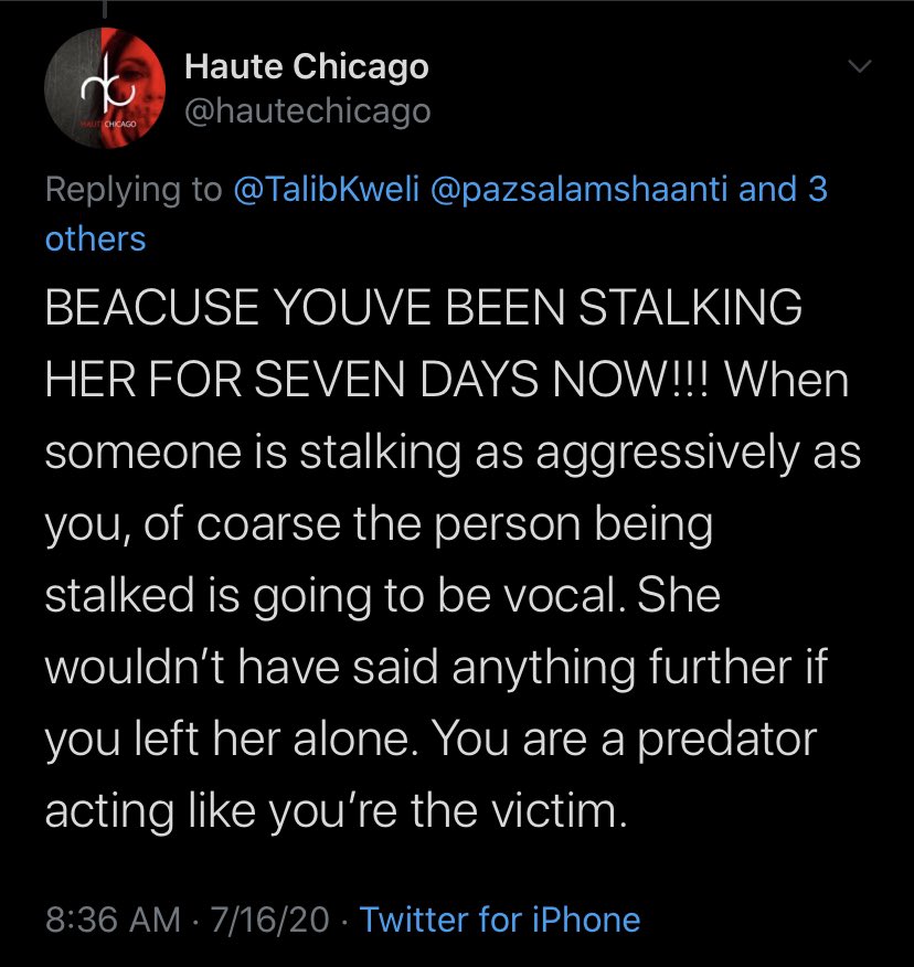 I’m sure he will keep saying “but she called me a rapist.” I never called him that. I simply questioned many times why he didn’t sue the “racist writer” and publication that posted the article about him being one that Maya brought up to show his pattern of abuse.