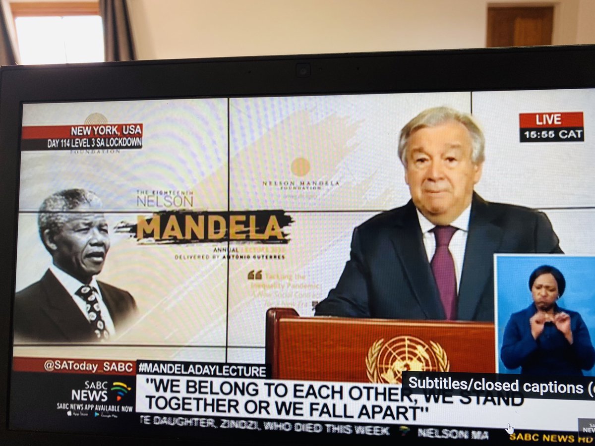 ThuliMadonsela3's tweet photo. “We belong to each other: We stand together or we fall apart” - Antonio Guterres UN Secretary-General #MandelaDay #NMAL2020 #SocialJustice https://t.co/4qLDysDorX