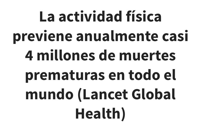 Cada año se evitan al menos 3,9 millones de muertes prematuras en todo el mundo gracias a la actividad física que practican las personas, según un nuevo estudio publicado en The Lancet Global Health.  univadis.es/viewarticle/la…