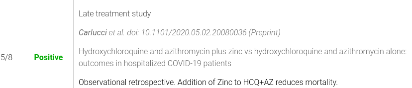 15/21Ce problème est très frappant pour une étude en particulier (voir image)Cette étude compare HCQ+AZ+Zinc vs. HCQ+AZ, et en déduit que les gens meurent plus avec HCQ+AZMais cette étude est comptée comme positive (ils ne sont pas à ça prêt)