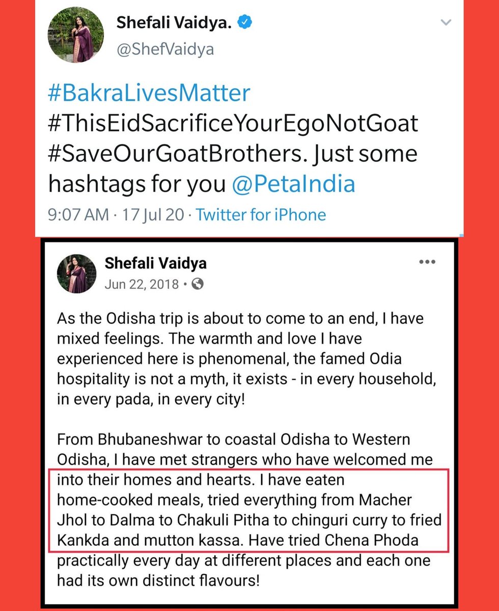 againsDcurrent's tweet photo. Shefali you enjoyed eating Mutton kassa 😋 now Why gussa 🤷‍♂️ 

#BakraLivesMatter https://t.co/Dvld18fKeL