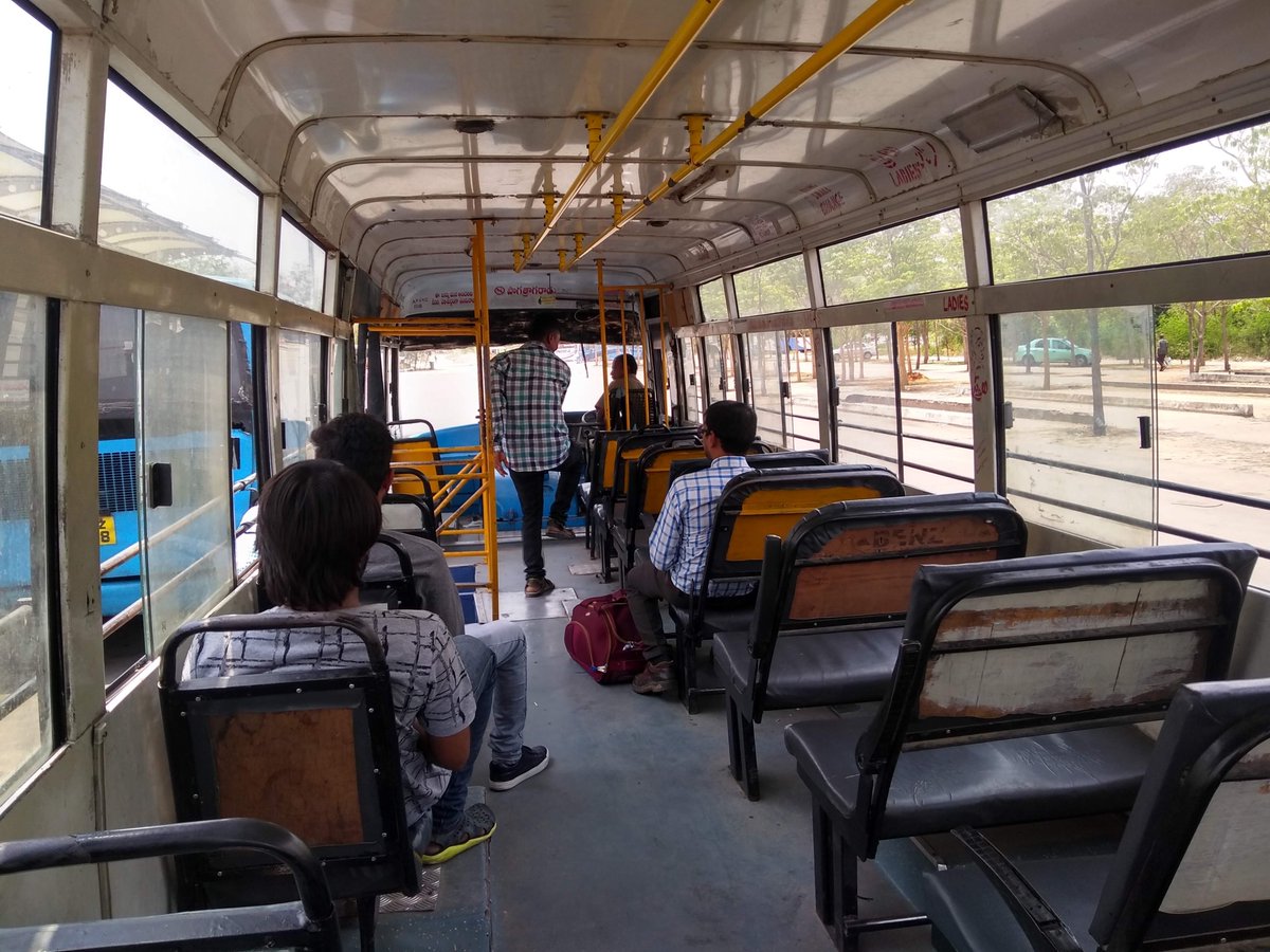 Also, these buses were built for staff transport and came with fancy seats attached with head rests and all that jazz. There was hardly any place on board for standees. Solution, change the seats from a 2x2 config, to 2x1 5/N