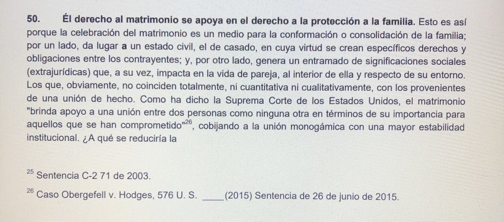 ¿La Corte Constitucional del Ecuador ha citado a la Corte Suprema de los EE.UU.? Sí, citó el conocido caso Obergefell v Hodges y el criterio de que el matrimonio se apoya, a su vez, en el derecho a la protección familiar. Ver párrafo 50 sentencia 10-18-CN/19.🦉#LaCortedice