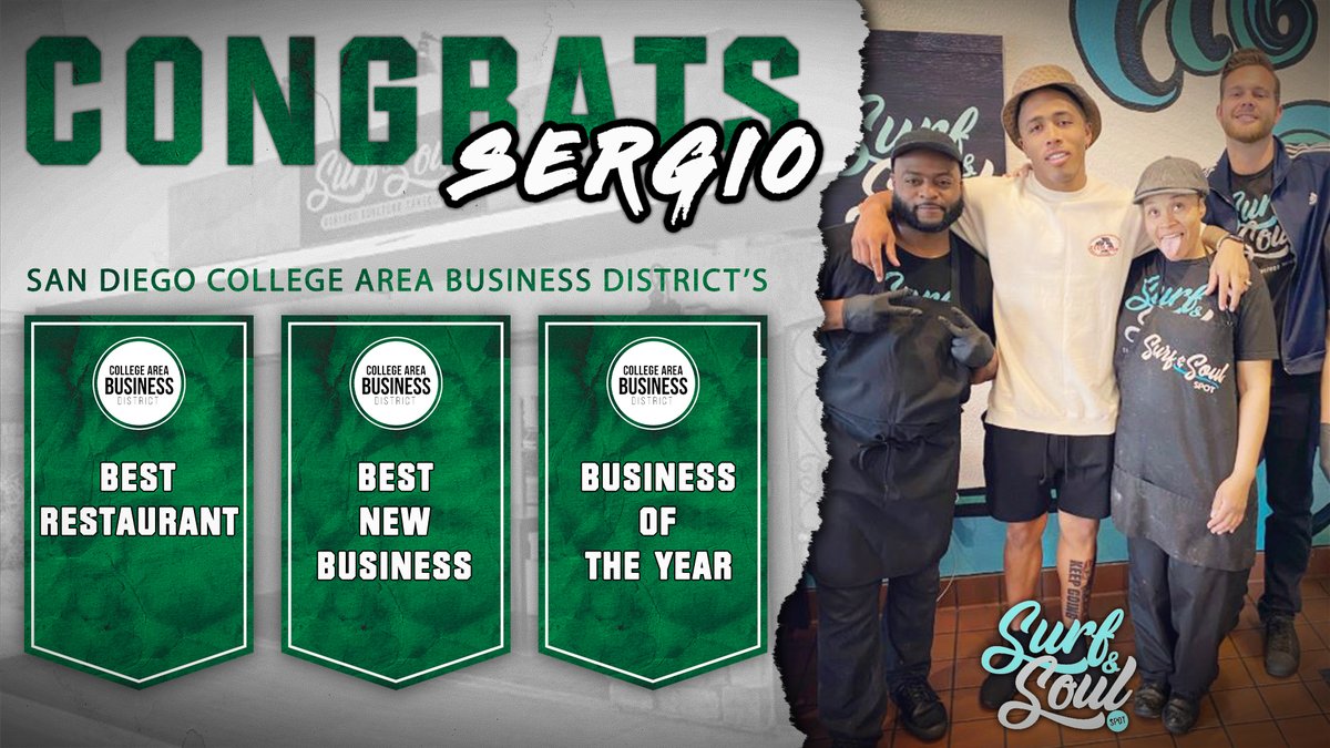EMUAthletics's tweet photo. 🎉Calling all fans🎉

Help us congratulate @EMUFB alum Sergio Bailey, who just took home 3⃣ big-time awards for his new restaurant in San Diego🦀🐟🏆

You can hear him talk about Surf &amp; Soul on the Eastern Insider Podcast ⤵️

🔊https://t.co/C6Spa9y420 | https://t.co/OWcFrYCaGq https://t.co/tGf7diWYSE