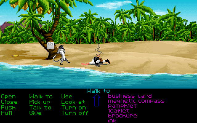 THE SECRET OF MONKEY ISLAND Jeu d’aventure point’n click des studios Lucas Arts sorti en 1990 (remasterisé en 2009).On y incarne Guybrush Threepwood qui veut devenir un vrai pirate. Le jeu utilise le SCUMM, système de verbes avec lequel le joueur interagit avec le décor.