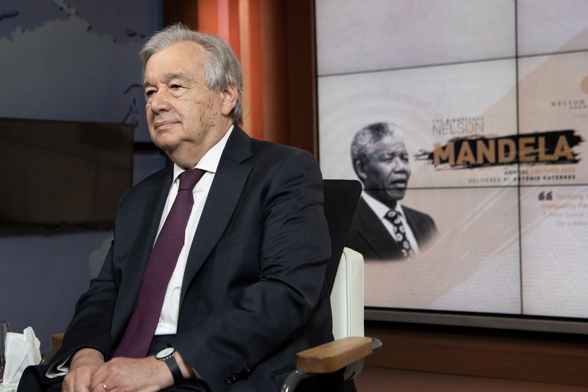 NelsonMandela's tweet photo. The @un Secretary-General, António Guterres, delivered a powerful and thought-provoking #NMAL2020 today. #MandelaDay2020 https://t.co/YZax6s1Lqh