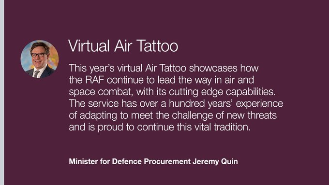RoyalAirForce's tweet photo. Thanks to Jeremy Quin MP (MinDP) for his support of @AirTattoo.

Don't forget, you can continue to watch content at https://t.co/JwfMduBocq as well as on https://t.co/2NtRU6I2y0 #VirtualAirTattoo #NextGenRAF https://t.co/TdYCFDCQT2