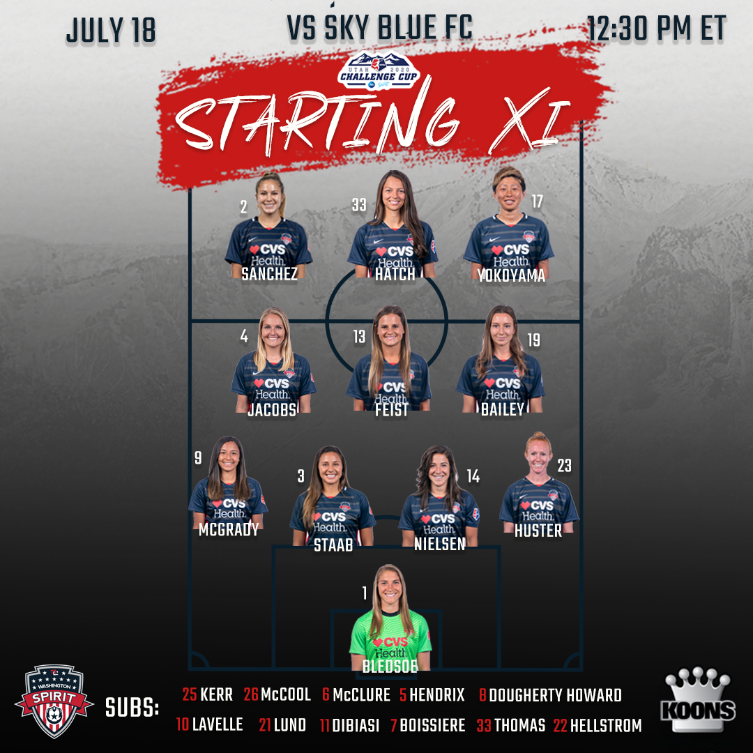 WashSpirit's tweet photo. The XI for our Quarterfinal match against @skybluefc

#WASvNJ | #NWSLChallengeCup https://t.co/HkQWDvI8R5