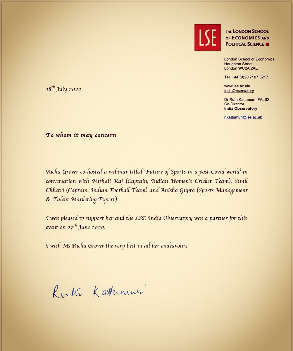 GrroverRiccha's tweet photo. Thank you #IndiaObservatory at #LSE  for this kind letter of appreciation.Couple of weeks since that #webinar n an intense couple of weeks of preparation in the runup to it. A riveting session to co-host n learn from!Delighted to get this acknowledgment... #navigatingpandemiclife https://t.co/s5LPaE44Gz