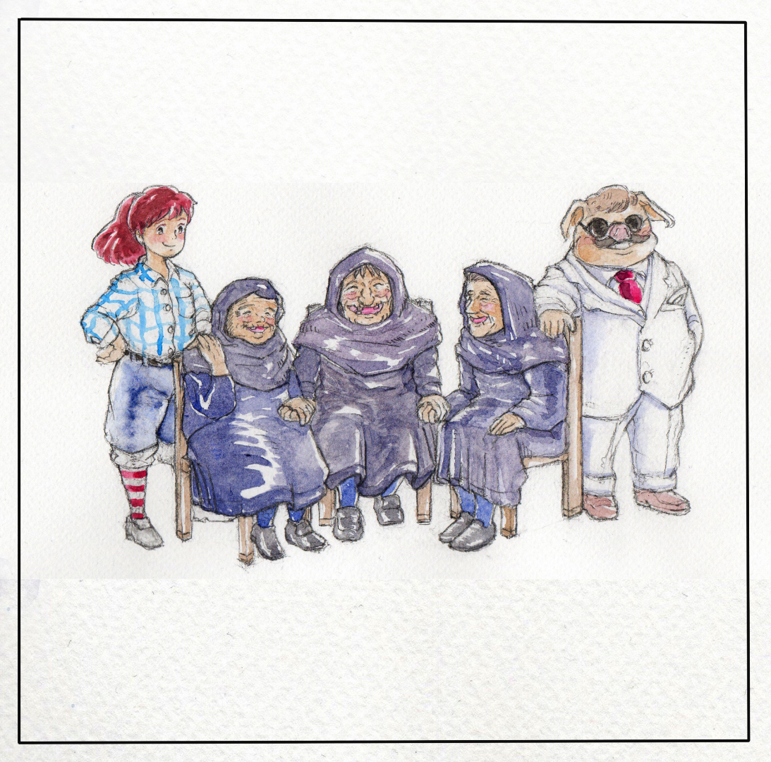 FutoshiSasaki's tweet photo. Porco, Fio and Grandma from Studio Ghibli film 'Porco Rosso'.
Today is 28th anniversary of the film😊
#porcorosso #studiogibli #fanart  #watercolor #pencildrawing #anime #hayaomiyazaki #fiopiccolo #grandma #toshisketch #ジブリ #スタジオジブリ #紅の豚 https://t.co/ZmgKXeZiZ0