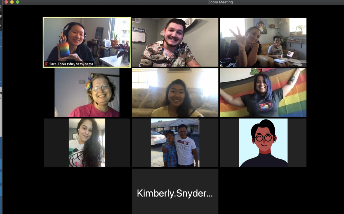 SanDiegoPride's tweet photo. Happy Pride from our Social Media moderation team! Keep asking questions &amp; keep chatting it up! We're here for you.   #SDPRIDE #PrideLive2020 https://t.co/CKlHLVTgNT