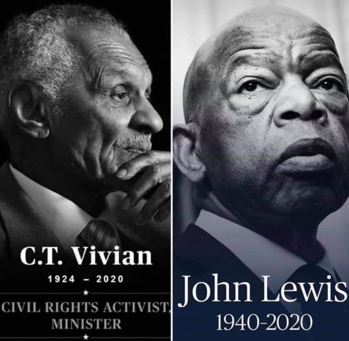 dm_blocker's tweet photo. The world lost two incredible civil rights leaders yesterday. #RestInPeace  and power Representative John Robert Lewis and Rev. C.T. Vivian. https://t.co/1La4mrTuLe