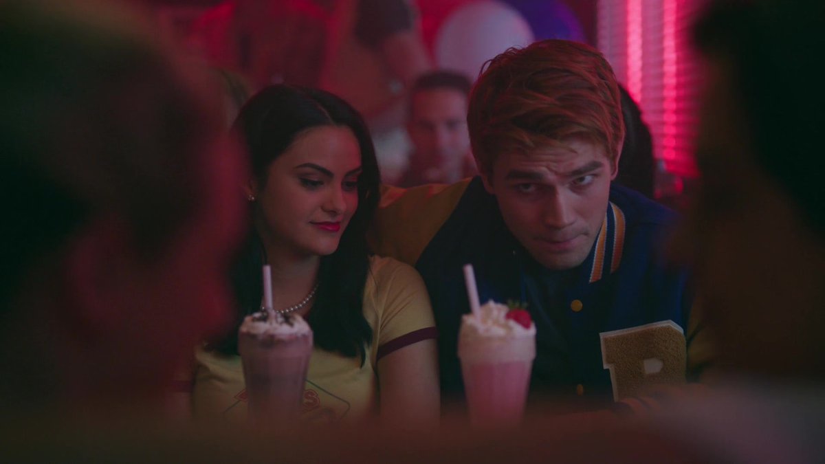 later, veronica has her signature chocolate, archie has strawberry, jughead has coffee, and betty has strawberry again.