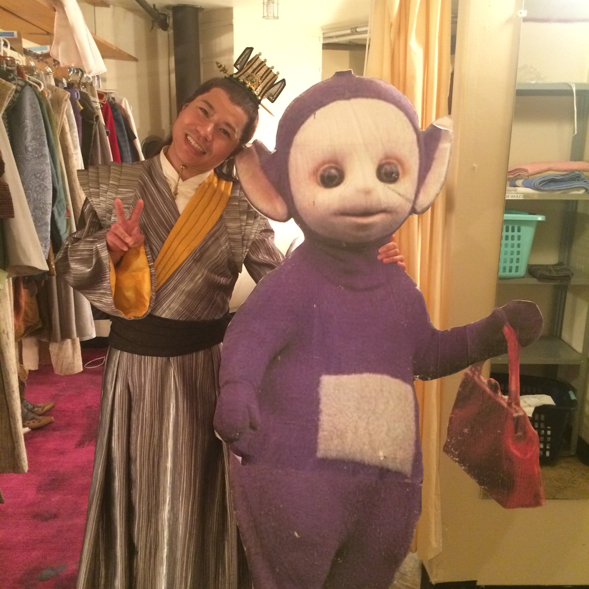 osfashland's tweet photo. I'll be sharing some of my Most Memorable LGBTQ+ Moments at OSF with you. Feel free to share yours, too! Let's start with this moment backstage: I don't think it needs any explanation. #PrideOnO #OUTWeekend2020 #OSFTogether https://t.co/z6444PZyfs