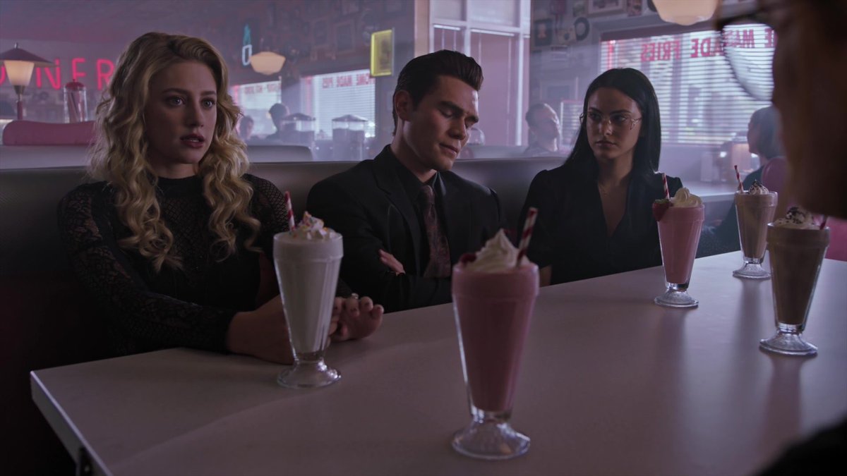 i also thought it was worth noting that they mirror the milkshake orders with the parents in 4x04 bc the milkshakes kind of symbolize what all the parents wish they had (alice/purity, fred/bravery, fp/identity, hermione/excitement, etc). you CANNOT tell me this wasn’t intentional