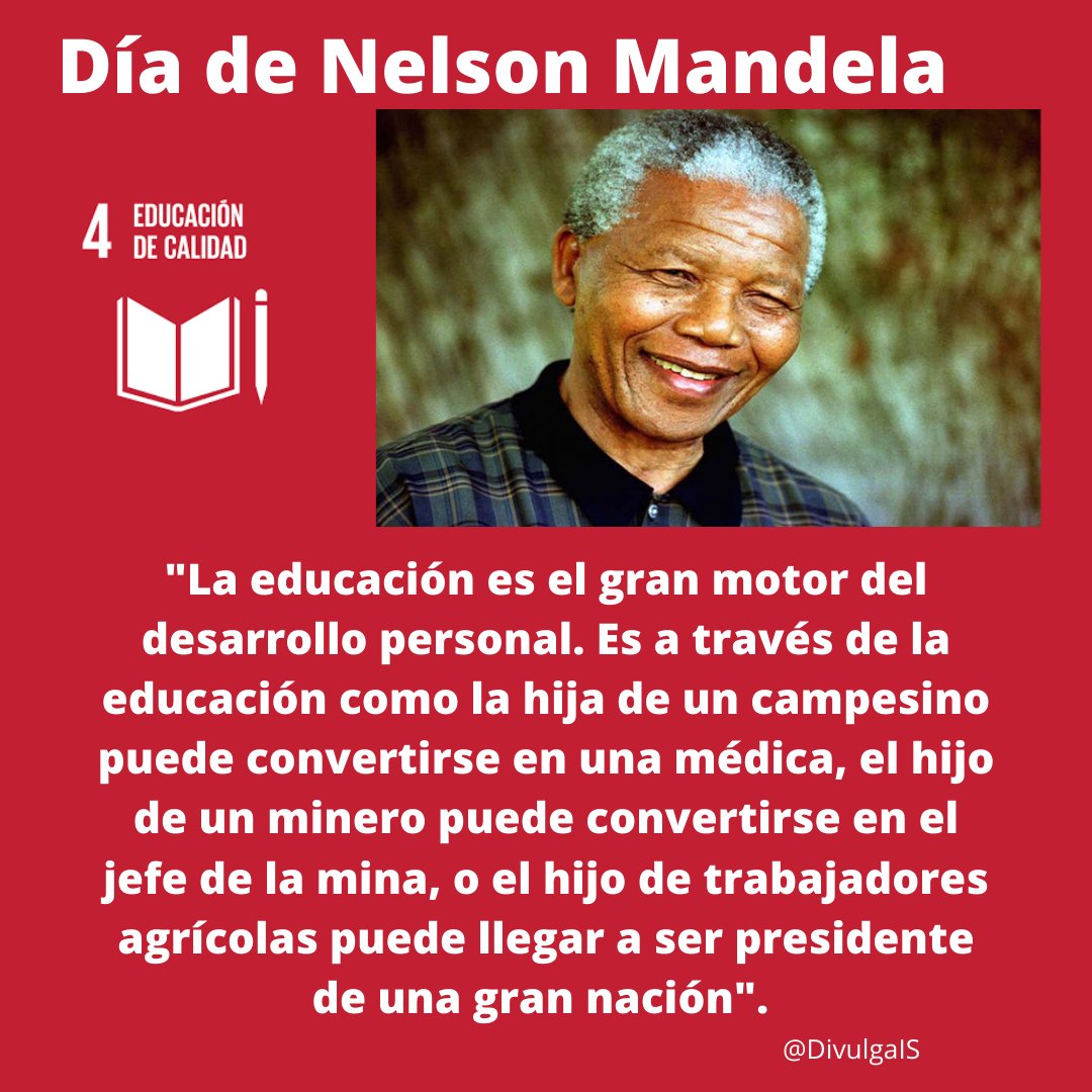 La #educación es el mejor camino para el desarrollo personal #ODS4
#DiaDeMandela #MandelaDay #MandelaDay2020