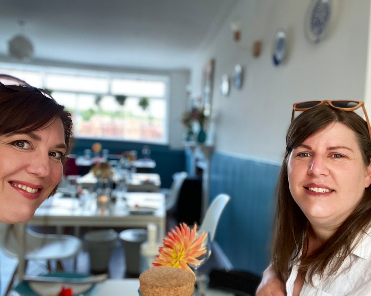 exploringexeter's tweet photo. Sampling the new evening menu at @welcomecafeExe with @Lauren_Heath_PA. It’s SO good to be out!!!!! #exeter https://t.co/PwcJrklouu