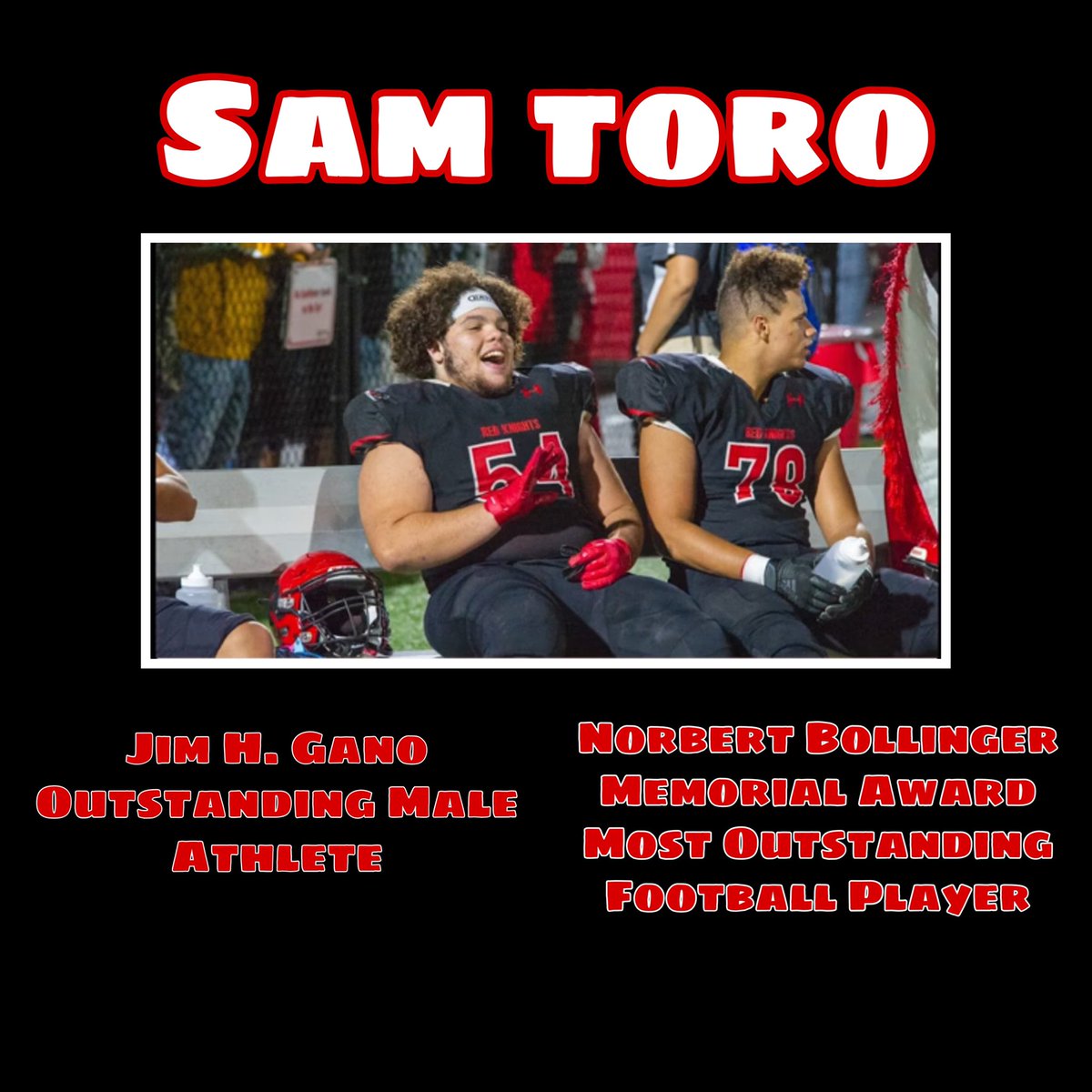 GriddersRed's tweet photo. CONGRATULATIONS to @torojr1027 for his 2019-2020 athletic accolades! 🔴⚫️🏆 #RsdProud #KnightBlooded #RedKnightNation https://t.co/isaA2IsnPE
