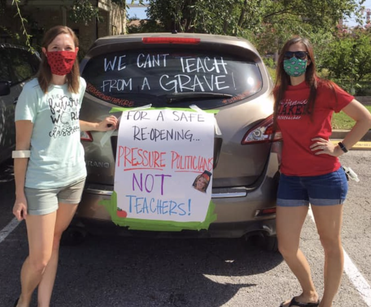 OpenSafe_TX's tweet photo. "We cannot teach from a grave."
#istandwithteachers #teachersareworthmore #opentexasschoolssafely https://t.co/aMg13lAreg